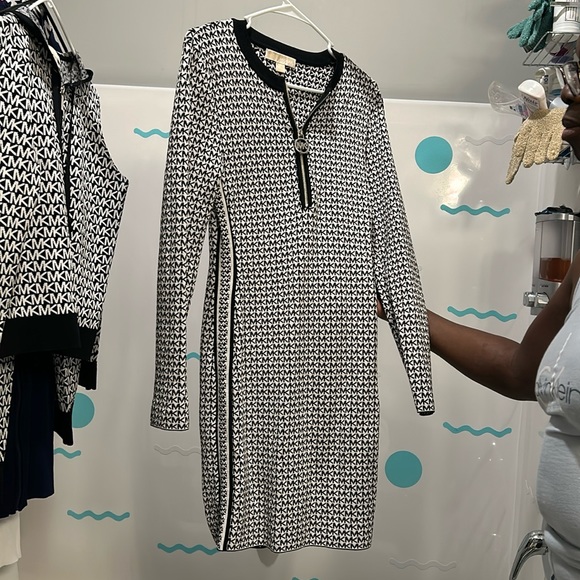 Michael Kors Dresses & Skirts - MK Long sleeve black and white logo dress size small